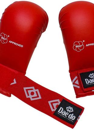 Рукавички для карате daedo червоні захист кисті рук wkf накладки битки карате для бойових мистецтв6 фото