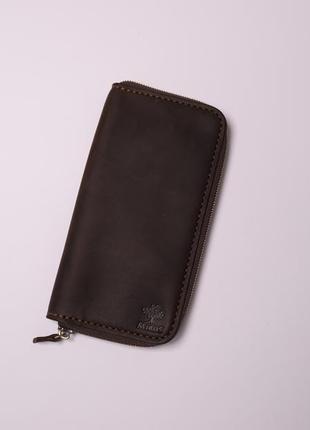 Портмоне клатч на замку блискавці гаманець з натуральної шкіри крейзі на 12 карт из натуральной кожы