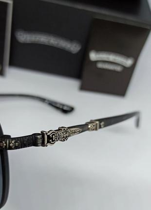 Chrome hearts чоловічі сонцезахисні окуляри каплі чорні однотонні в чорному металі10 фото