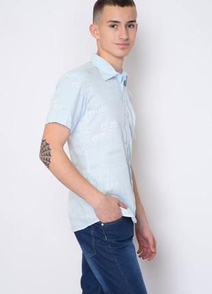 Рубашка мужская голубая надписи размер м 151460l gl_552 фото