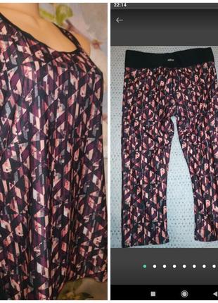 Спортивные капри бриджи и майка для занятия спортом с высокой посадкой и плотным широким поясом.12-14