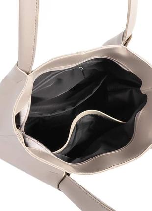 Красивая женская сумка классическая кожзам 774 беж тауп4 фото