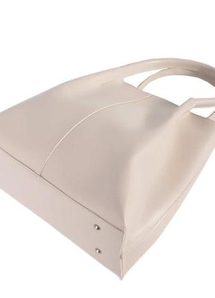 Красивая женская сумка классическая кожзам 774 беж тауп3 фото