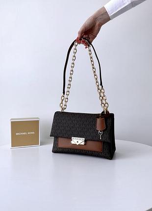 Жіноча брендова сумка michael kors  cece medium brown logo bag оригінал сумочка майкл мішель корс на подарунок дружині дівчині