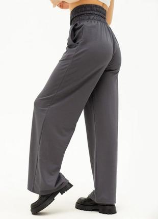 Сірі вільні брюки з подвійною гумкою2 фото