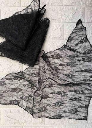 Косынка траурная, черная, летняя, легкая