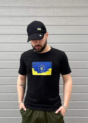 Футболка с флагом ua и eu крупный принт