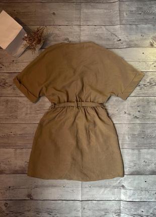 Платье сарафан короткое платье накладные карманы кимоно под пояс короткий рукав пуговицы2 фото