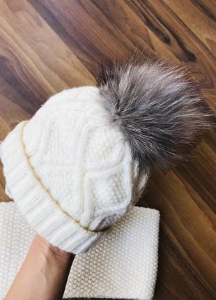 Зимняя шапка на девочку со снудом шарф шапка зима