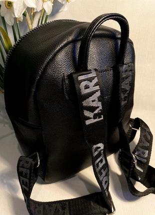 Женский рюкзак черный портфель из экокожи серебро туречки в стиле карл лагерфельд10 фото