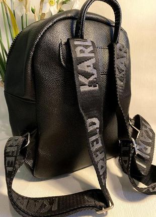 Женский рюкзак черный портфель из экокожи серебро туречки в стиле карл лагерфельд8 фото
