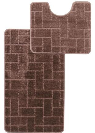 Набір килимків у ванну кімнату rubin mono 3084 8326 mink 60x100 + 60x50 см коричневий1 фото