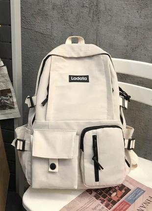 Подростковый школьный женский  рюкзак в белом цвете1 фото