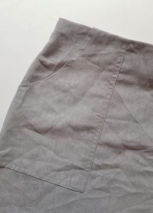 Новая стильная серая юбка с карманами, юбка под замш,короткая юбка для учебы и офиса4 фото
