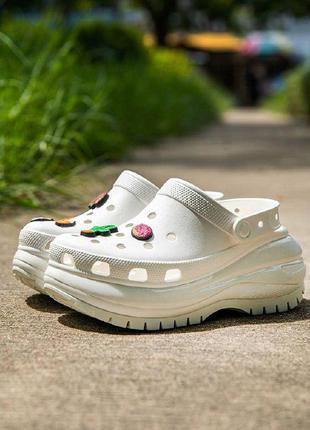 Crocs classic mega crush clog white женские сабо крокс краш 36 37 38 39 w6 w7 w8 w9