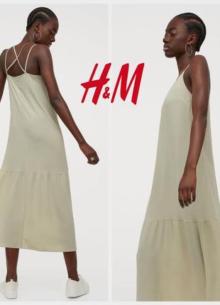 H&m оливковое платье макси1 фото