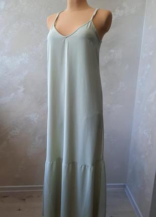 H&m оливковое платье макси7 фото