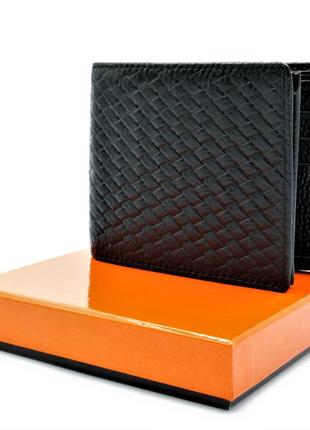 Мужской кожаный кошелек weatro портмоне чёрный   9,5 х 11 х 1,5 см (drm_296543)