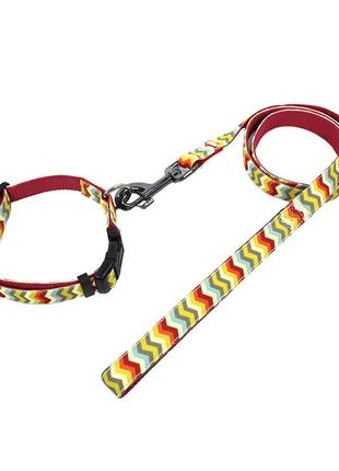 Ошейник для собак tuff hound tc00305 colorful wave (2.0*38-51) с поводком принтом (k-247s)