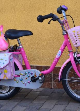 Дитячий велосипед для дівчинки puky babyborn 16" +шолом+сумки1 фото