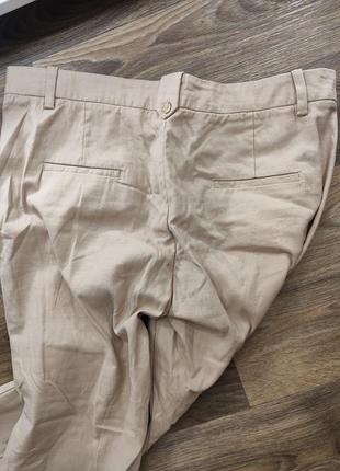 Бежевые хлопковые брюки8 фото