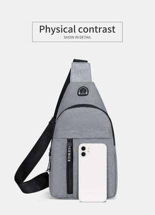 Женская нагрудная нейлоновая модная водонепроницаемая сумка через плечо на одно плечо nicen grey4 фото