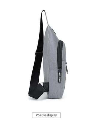 Мужская нагрудная нейлоновая модная водонепроницаемая сумка через плечо на одно плечо nicen grey5 фото