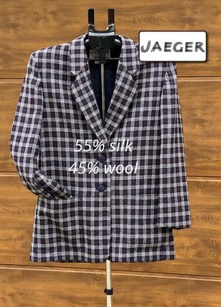 Jaeger asia стильный удлиненный пиджак блейзер шелк/шерсть 12/м/l1 фото