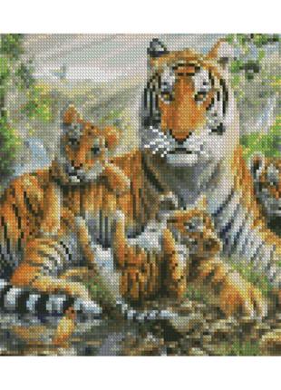 Алмазна мозаїка strateg преміум hx325 сімейство тигрів розміром 30х40 см «strateg» (hx325)