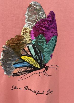 Женская (девочая) кофта с бабочкой и пайетками5 фото