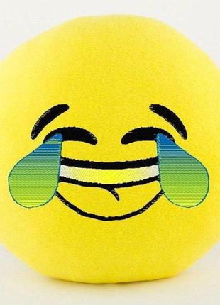 Подушка в подарунок декоративна м'яка іграшка смайлик сміх до сліз emoji дитині дівчині хлопцю в машину