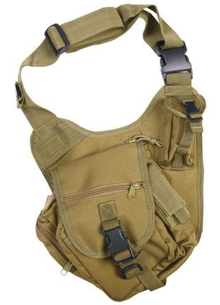 Сумка тактична на плече військова kombat uk tactical shoulder bag 7л койот ku_22