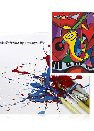 Картина по номерам lesko diy e310 "музыкальные инструменты" 40-50см набор для...
