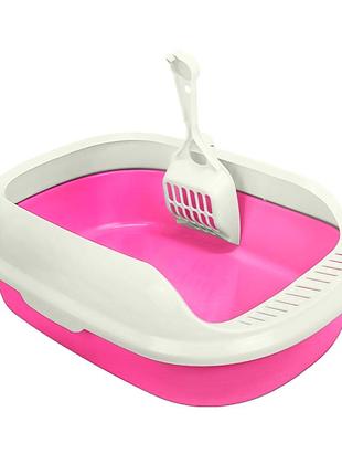 Туалет для кошек с лопаткой taotaopets 226611 40*29*13,5 см pink (k-365s)