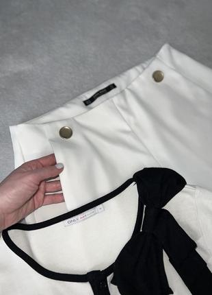 Белые брюки кюлоты с разрезами zara4 фото