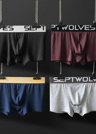 Набор из 4 шт трусов мужских боксеров septwolves 7002 l дышащие повседневные с широкой резинкой gl_556 фото