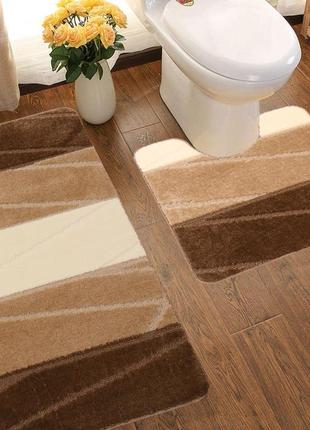 Набір килимків у ванну кімнату rubin multi 3217 8101 / 3305 60x100 + 60x50 см коричневий бежевий2 фото