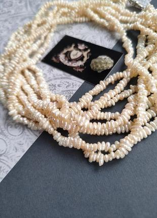 Натуральні перли намисто. намисто з натуральних перлів. довге намисто з перлів.1 фото