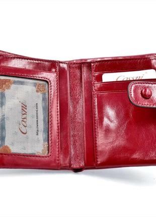 Жіночий шкіряний гаманець cossni темно-червоний 12 х 9,5 х 3 см (drm_295592)3 фото