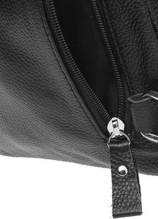 Мужская сумка слинг черная. мужской рюкзак, бананка кожаная. кожаная мужская сумка borsa leather7 фото
