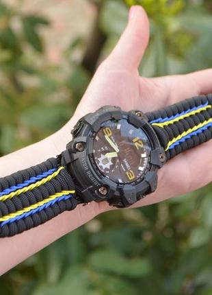 Ремінець на годинник з застібкою ніж з гравіюванням під замовлення плетіння трилобіт прапор україни3 фото