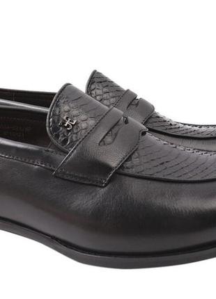 Туфлі лофери чоловічі з натуральної шкіри, на низькому ходу, чорні, lido marinozi, 43