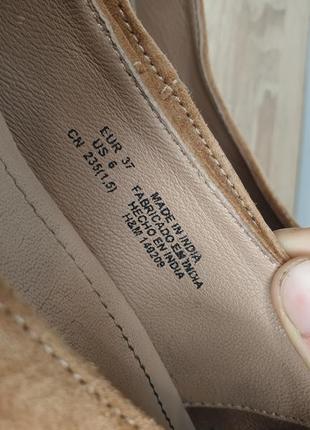 Стильные мягкие натуральные замшевые туфли лодочки рыжие на блочных устойчивых удобных каблуках h&amp;m натуральная кожа замша9 фото