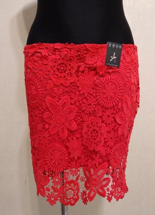 Кружевная мини  юбка на подкладке
