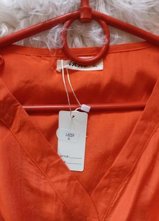 Морквяна 🥕 блуза с узлом батал anne3 фото