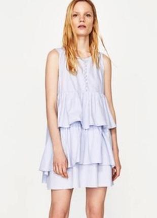 Голуб котонове плаття з воланами з бусінками № 89