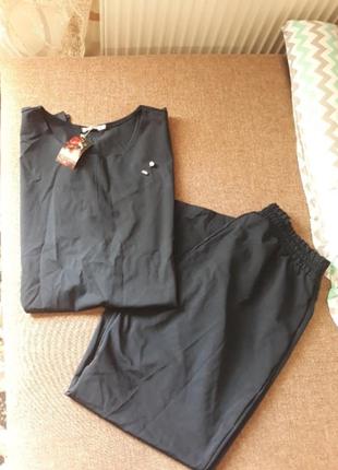 Стильный синий костюм большой размер батал модный