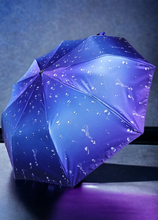 Синій: "sapphire storm" - жіноча складана парасолька з 9 комбінованими спицями, легка і міцна, з 3d