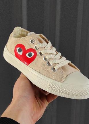 Converse des garcons play low beige, кеди конверс бежеві жіночі, женские кеды конверс