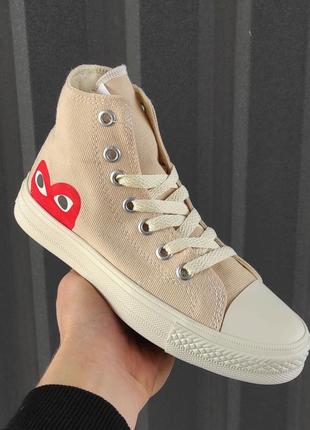 Converse des garcons play high beige, кеди жіночі конверс високі, женские кеды конверс хайтопы2 фото